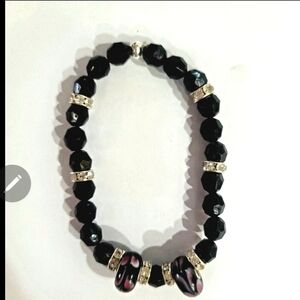 SWAROVSKI CRYSTAL&MURANO LAMPWORK  ITALIAN CHARM 1 SIZE STRETCH BRACELET
